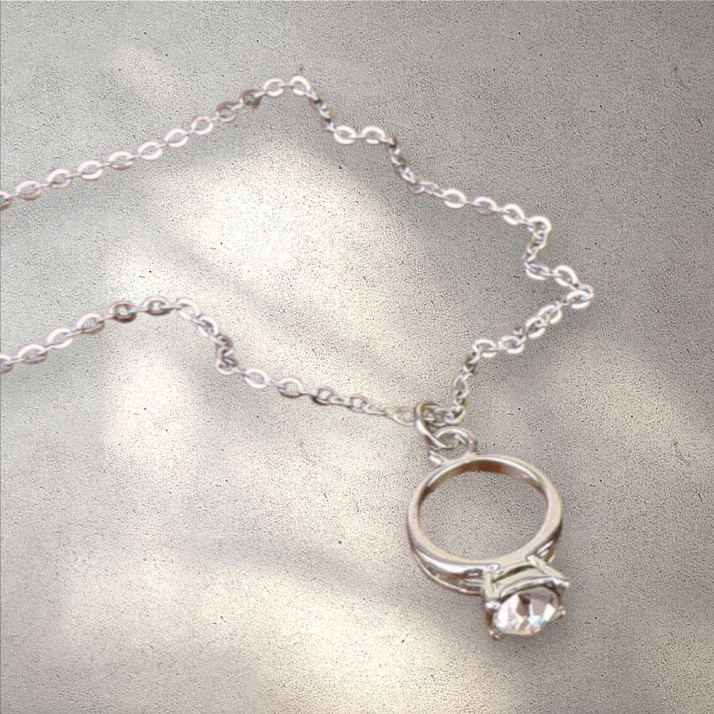 Rhinestone Ring Charm Necklace
